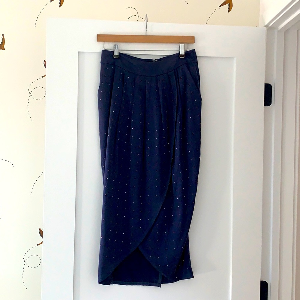 Funktional MIDI Navy Skirt with rhinestones